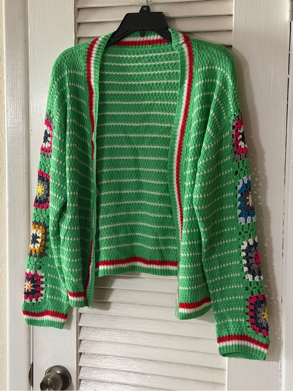 NWOT SHEIN Granny Square Sleeve Crochet Cardigan - Picture 5 of 8